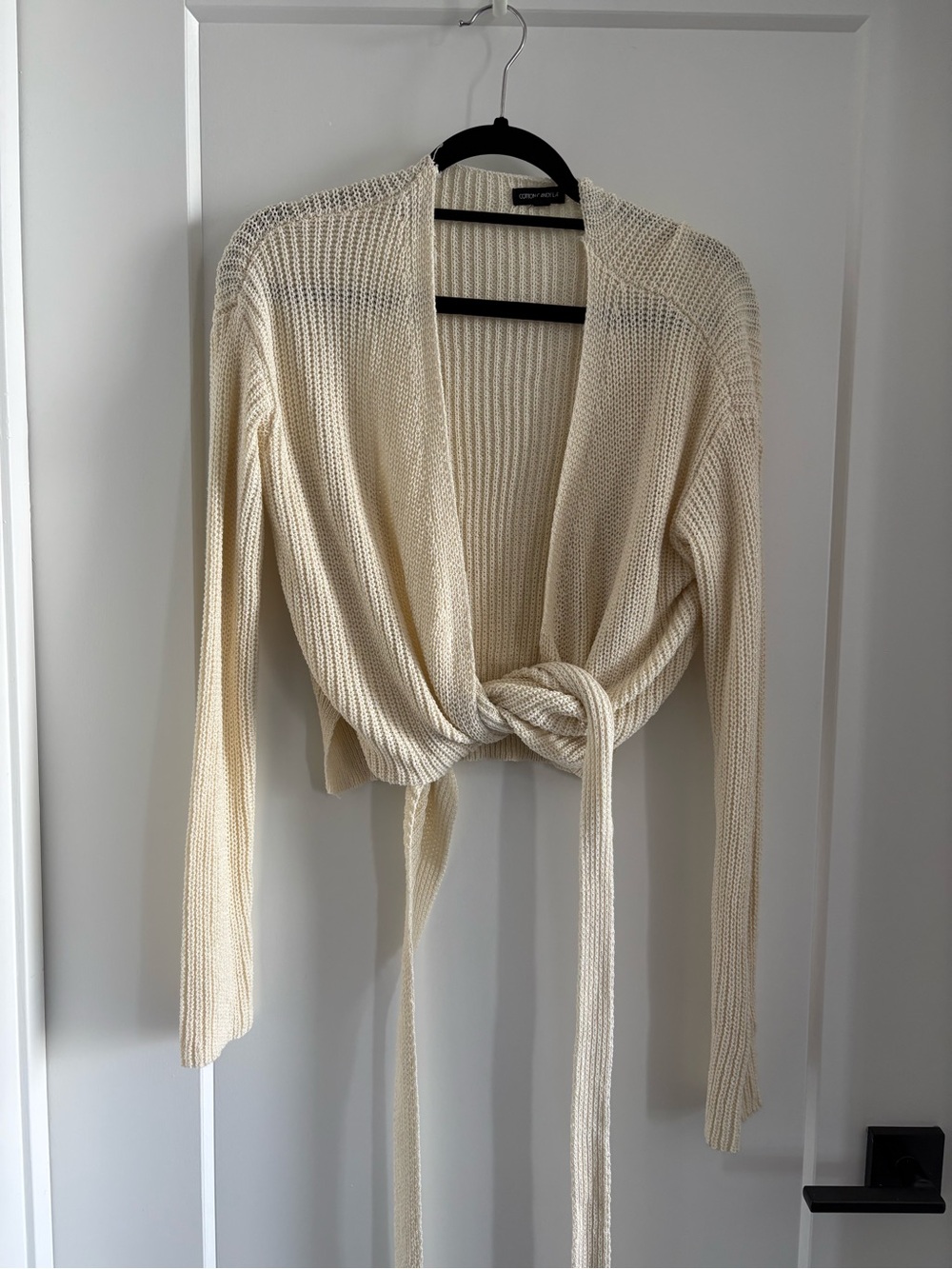 Cotton Candy Cream Tie Knit Cardigan